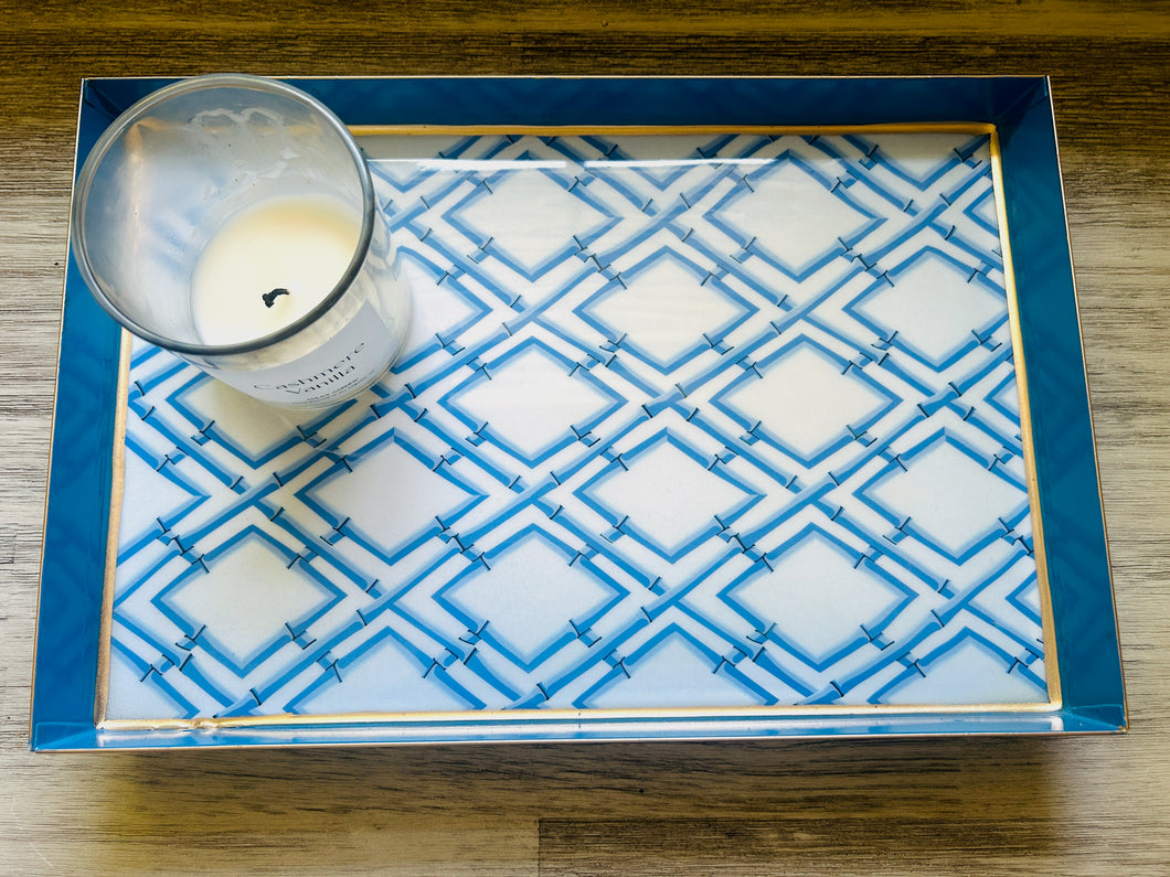 Blue Lattice Vanity Tray