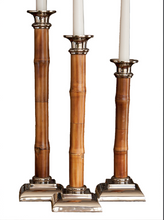 Load image into Gallery viewer, Nickel and Bamboo Candlesticks
